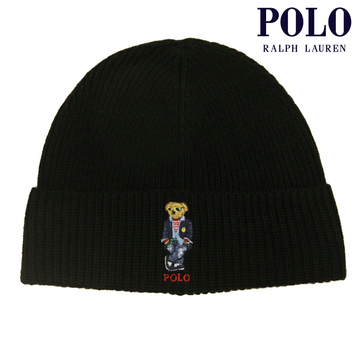 【ポイント10倍 5/9 20:00～5/16 1:59】 ポロ ラルフローレン メンズ レディース ニットキャップ 正規品 POLO RALPH LAUREN ポロベア ニット帽 ビーニー REGATTA BEAR TALL BEANIE PC1145 001 POLO BLACK