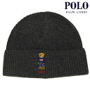 ポロ ラルフローレン メンズ レディース ニットキャップ 正規品 POLO RALPH LAUREN ポロベア ニット帽 ビーニー SOLID FLAG BEAR BEANIE PC1030 003 CHARCOAL HTHR