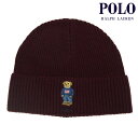 ポロ ラルフローレン メンズ レディース ニットキャップ 正規品 POLO RALPH LAUREN ポロベア ニット帽 ビーニー SOLID FLAG BEAR BEANIE PC1030 613 HARVARD WINE