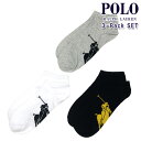 ポロ ラルフローレン メンズ 靴下 正規品 POLO RALPH LAUREN 3枚組 アンダーウェア ソックス 3 PACK・BIG POLO SOLE LOW CUT SOCKS 827025PK 991 - ASSORTED (Sweatshirt Grey Heather/Black, White/Black, Navy/Gold)(4)
