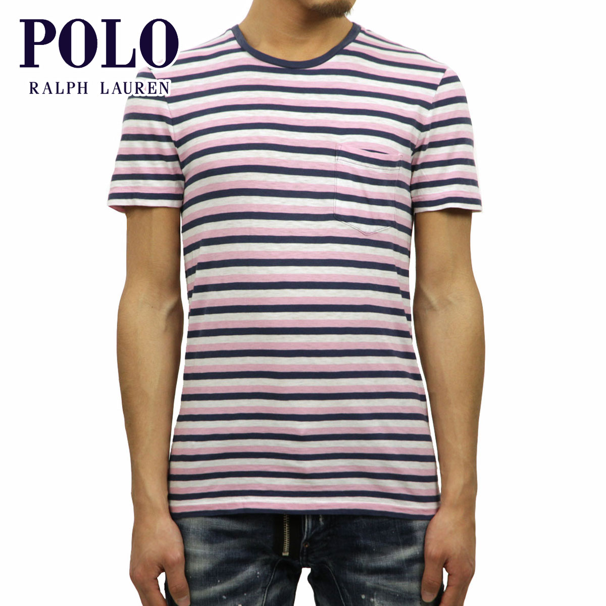 40%OFFクーポンセール  ポロ ラルフローレン Tシャツ 正規品 POLO RALPH LAUREN 半袖Tシャツ Ringer Striped T-Shirt PINK D20S30