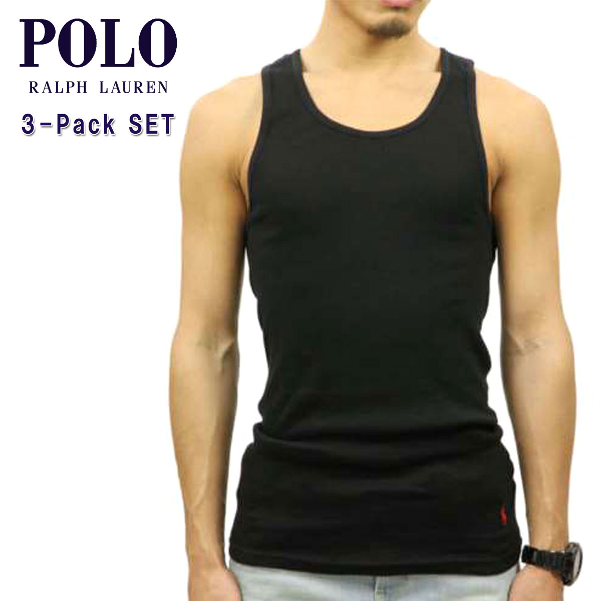 ポロ ラルフローレン POLO RALPH LAUREN 正規品 メンズ アンダーウェア タンクトップCLASSIC TANK 3-PACK BLACK