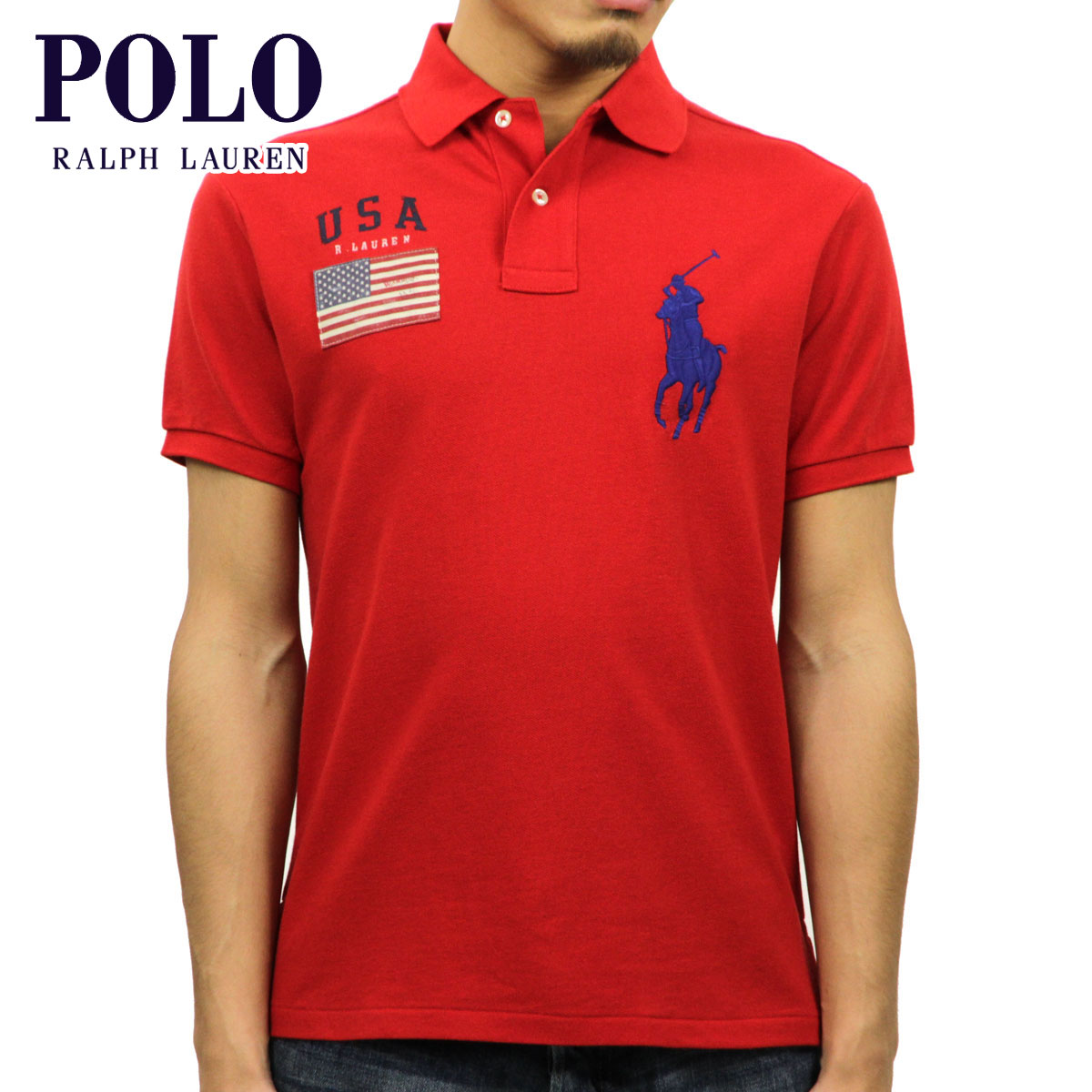 ラルフローレン ポロ ラルフローレン ポロシャツ メンズ 正規品 POLO RALPH LAUREN 半袖ポロシャツ USA FLAG BIG PONY POLO D00S20