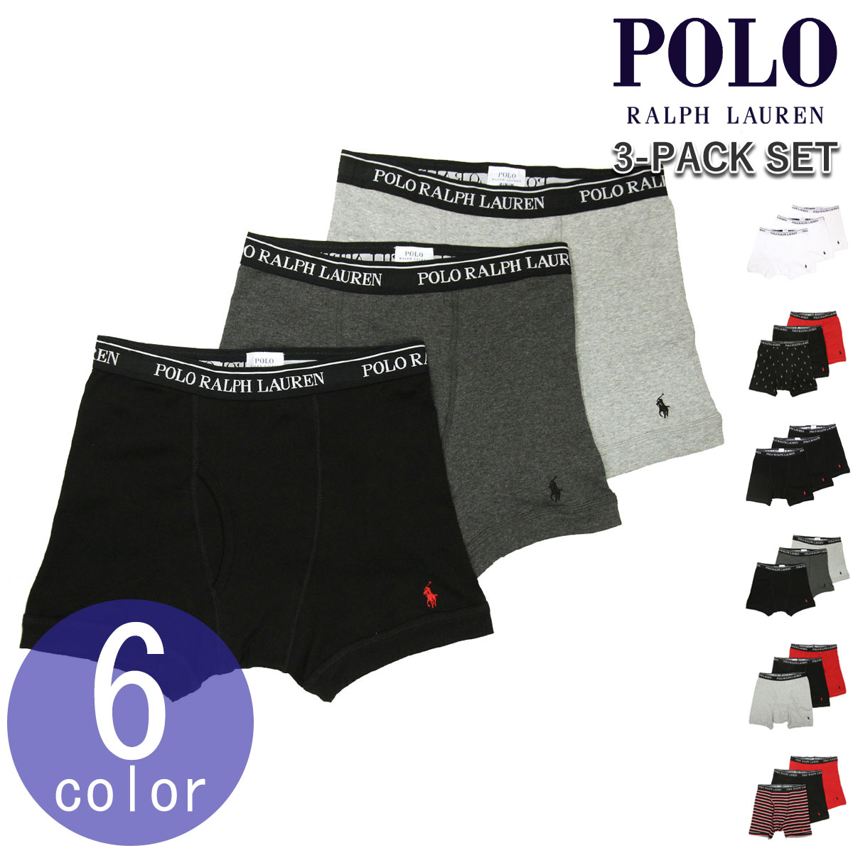 ݥ ե ܥѥ   POLO RALPH LAUREN  3祻å  ܥ֥꡼ 3 PACK P3 CLASSIC FIT BOXER BRIEFS NCBBP3