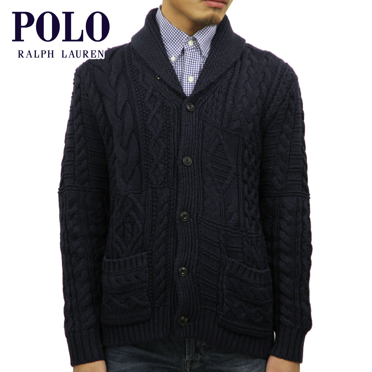 ݥ ե    POLO RALPH LAUREN ǥ COTTON SHAWL-COLLAR CARDIGAN DARK INDIGO