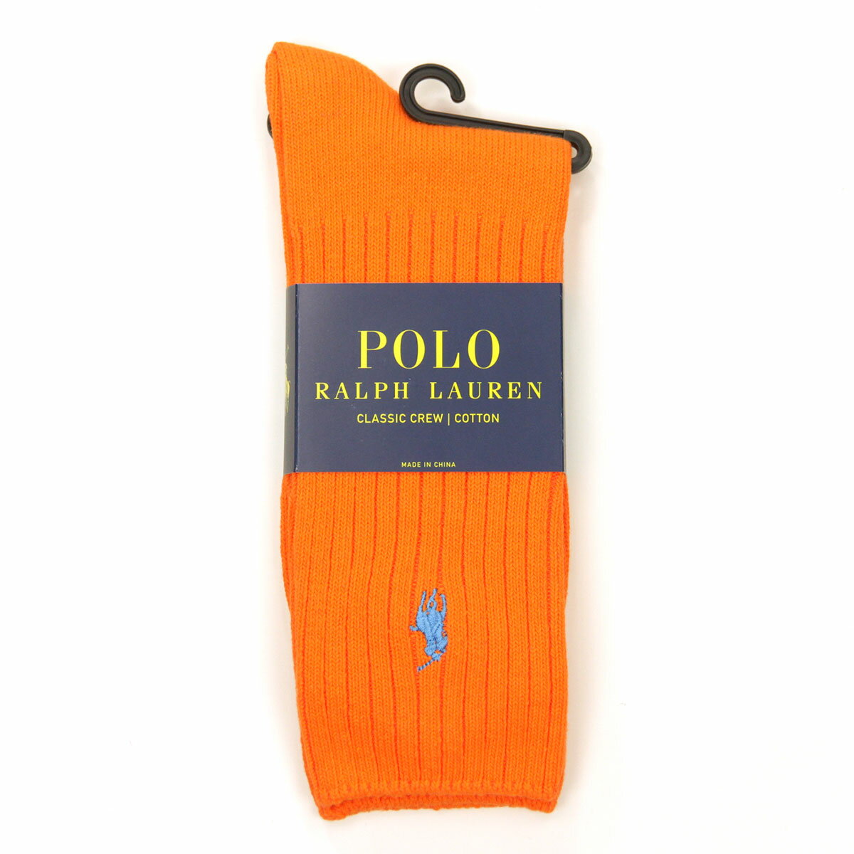 【ポイント10倍 8/19 20:00〜8/23 1:59】 ポロ ラルフローレン ソックス メンズ 正規品 POLO RALPH LAUREN 靴下 クルーソックス COTTON RIB SINGLE SOCK ORANGE - GREEN 807 - ORANGE