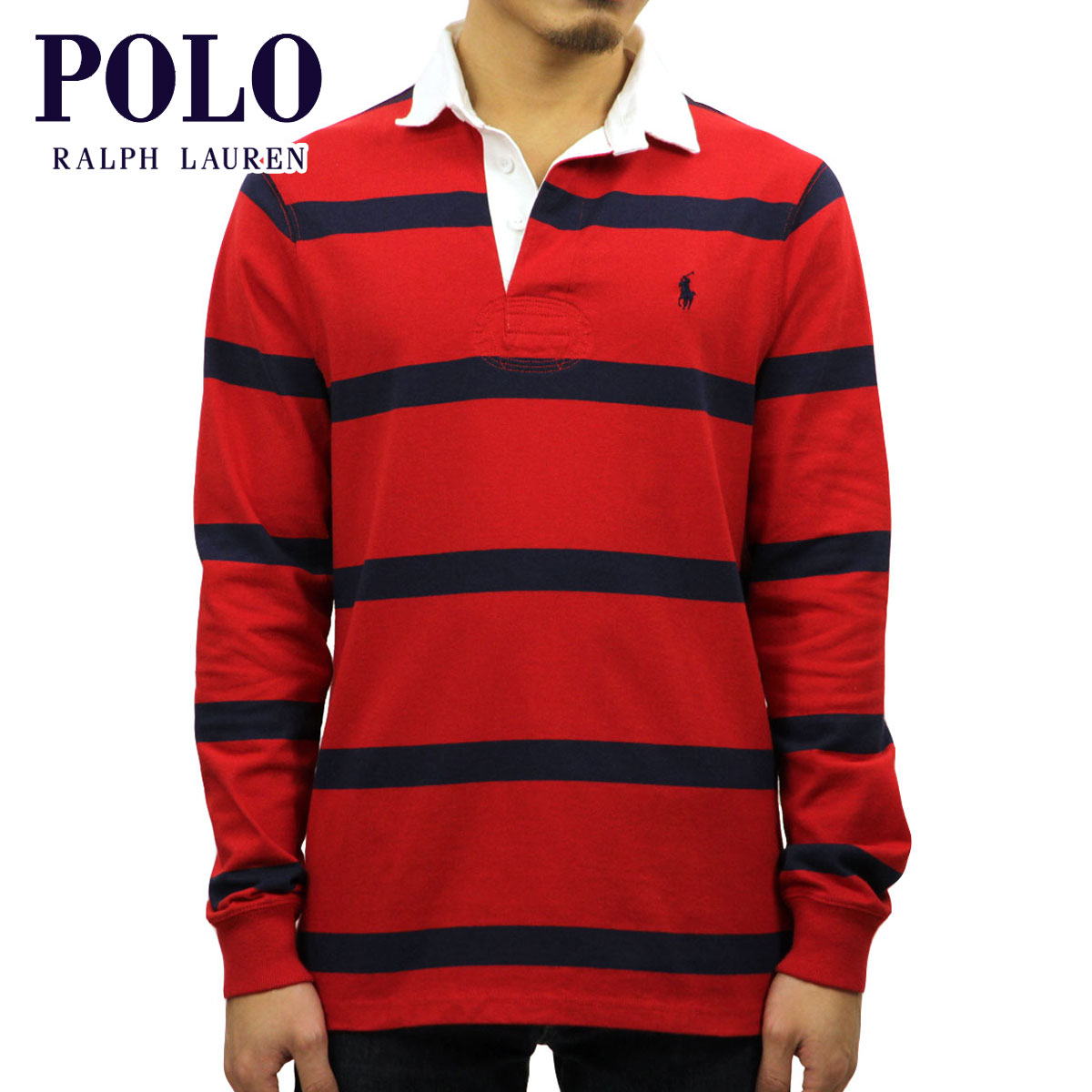 ポロ ラルフローレン ラガーシャツ メンズ 正規品 POLO RALPH LAUREN 長袖ラガーシャツ STRIPE RUGBY SHIRT