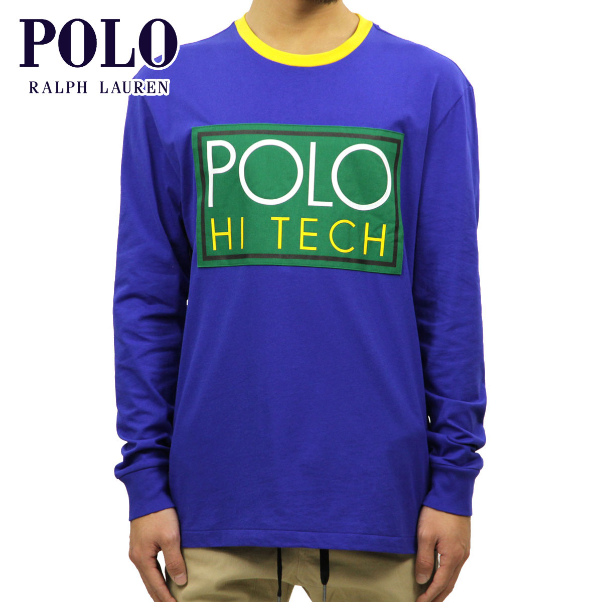 ݥ ե T T   POLO RALPH LAUREN ĹµT HI TECH LOGO GRAPHIC LONG-SLEEVE T-SHIRT RUGBY ROYAL