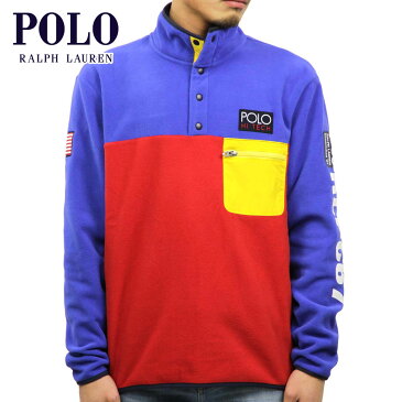 ポロ ラルフローレン スウエット メンズ 正規品 POLO RALPH LAUREN ボタンアップスウェット フリース HI TECH COLOR-BLOCKED PULLOVER FLEECE BRIGHT ROYAL/2000 RED 父の日