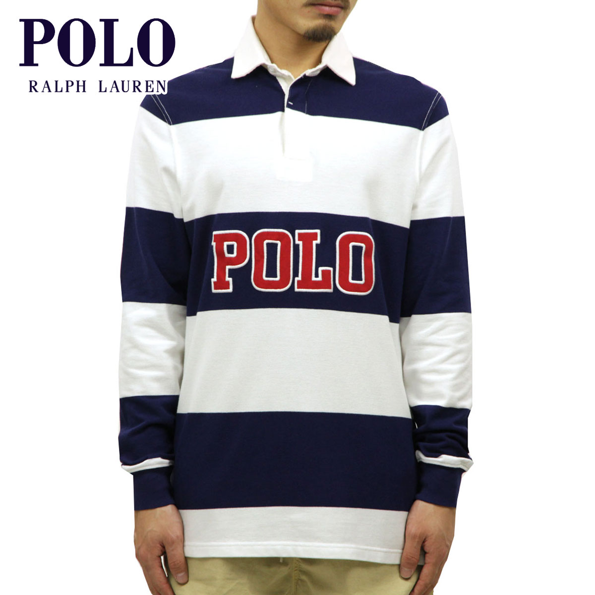 ポロ ラルフローレン ラガーシャツ メンズ 正規品 POLO RALPH LAUREN 長袖ラガーシャツ STRIPED COTTON RUGBY SHIRT ...