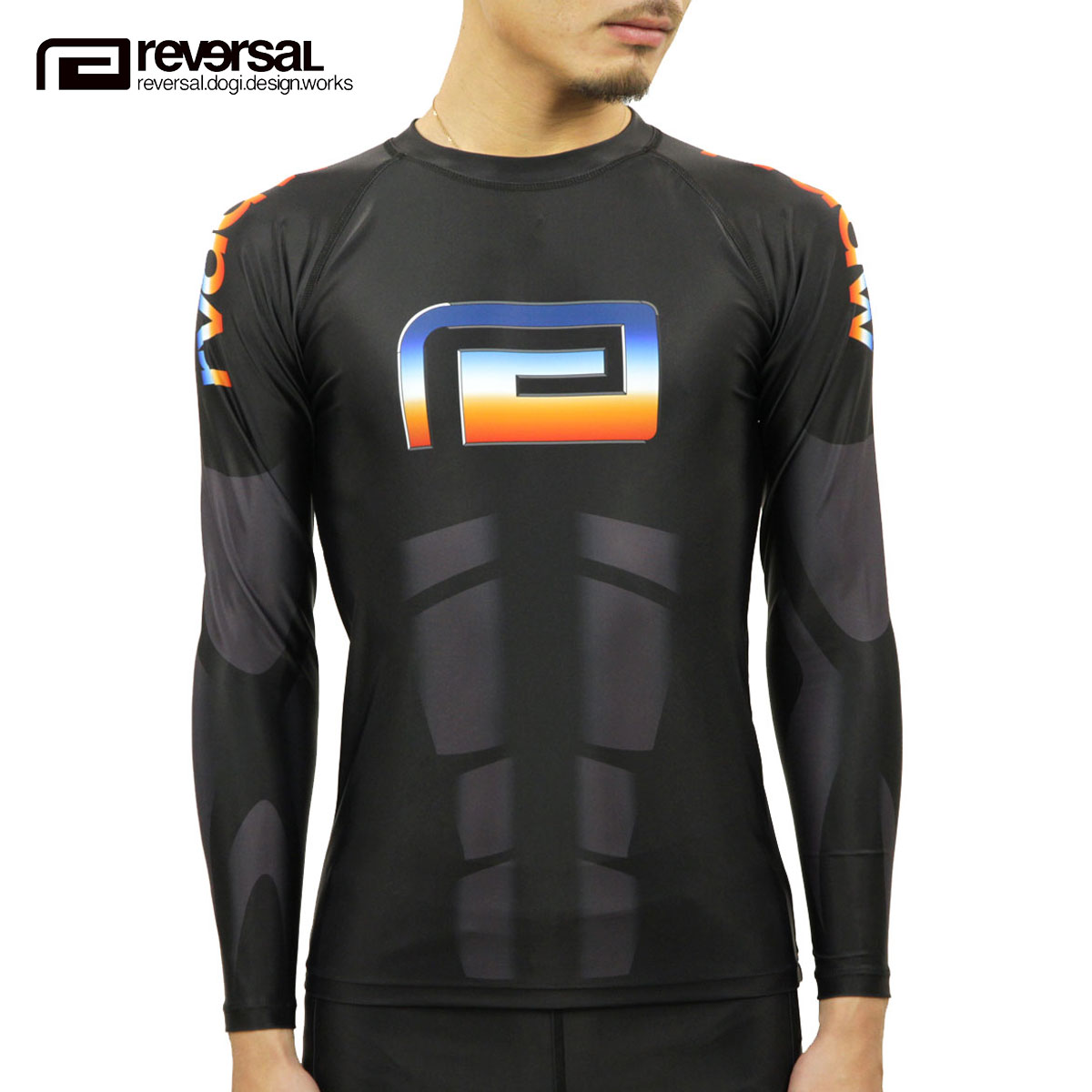 リバーサル ラッシュガード メンズ 正規販売店 REVERSAL rvddw 長袖ラッシュガード RETRO FUTURE RASH GUARD rv19aw034 BLACK 父の日 プレゼント ラッピング