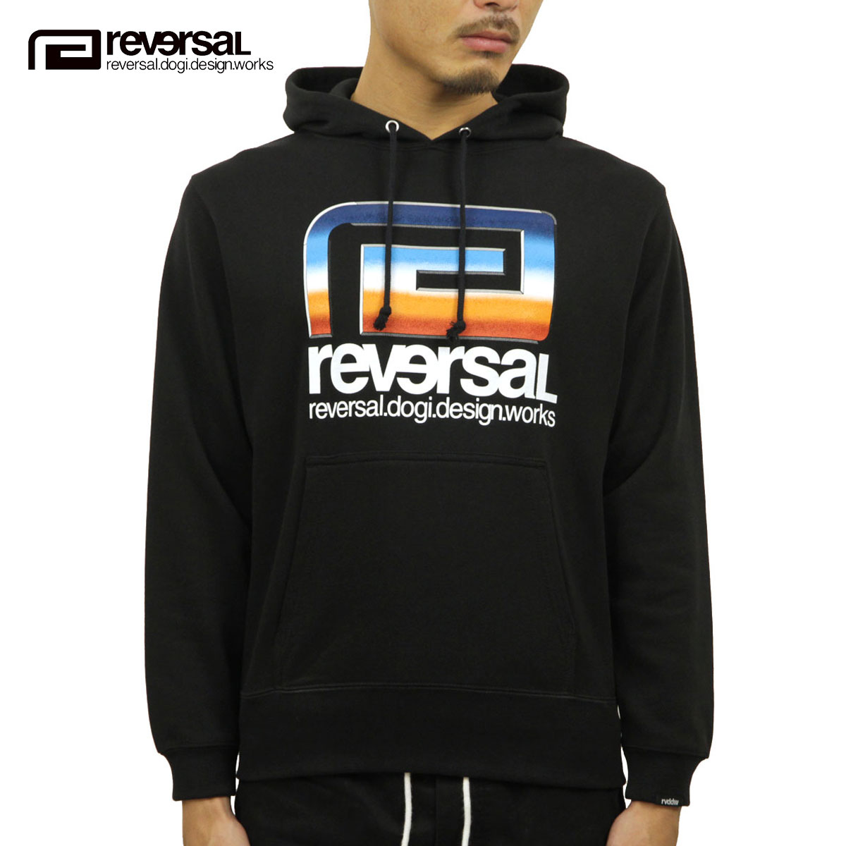 リバーサル パーカー メンズ 正規販売店 REVERSAL rvddw プルオーバーパーカー RETRO FUTURE BIG MARK SWEAT PARKA rv19aw014 BLACK