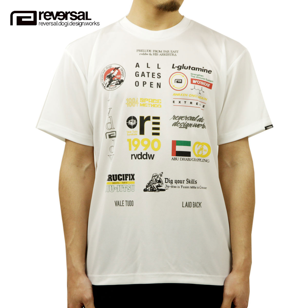 リバーサル Tシャツ メンズ 正規販売店 REVERSAL rvddw 半袖Tシャツ ドライTシャツ メッシュTシャツ ALL STAR 22 DRY TEE rv22ss058 WHITE