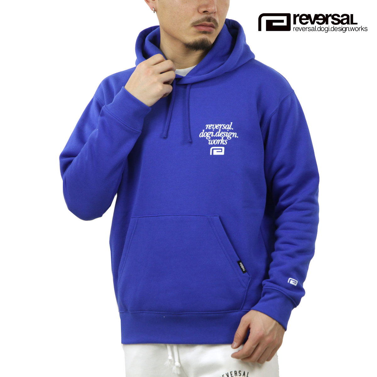 リバーサル メンズ パーカー 正規販売店 REVERSAL プルオーバー フーディー サークルロゴ CIRCLE LOGO FLEECE HOODIE rv23aw204 BL BLUE