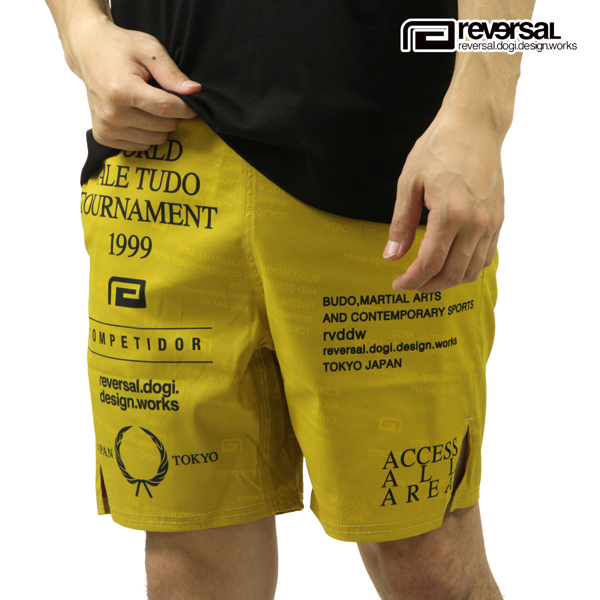 リバーサル メンズ ショートパンツ 正規販売店 REVERSAL ボトムス ハーフパンツ ファイトパンツ WVT FIGHT SHORTS RV24SS605-YL YELLOW