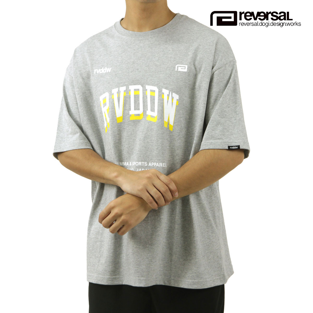 樂天商城 - 【ポイント10倍 5/9 20:00〜5/16 1:59】 リバーサル メンズ 半袖Tシャツ 正規販売店 REVERSAL クルーネック コットン DOUBLE LOGO COTTON TEE 灰 RV24AW003-GY GREY