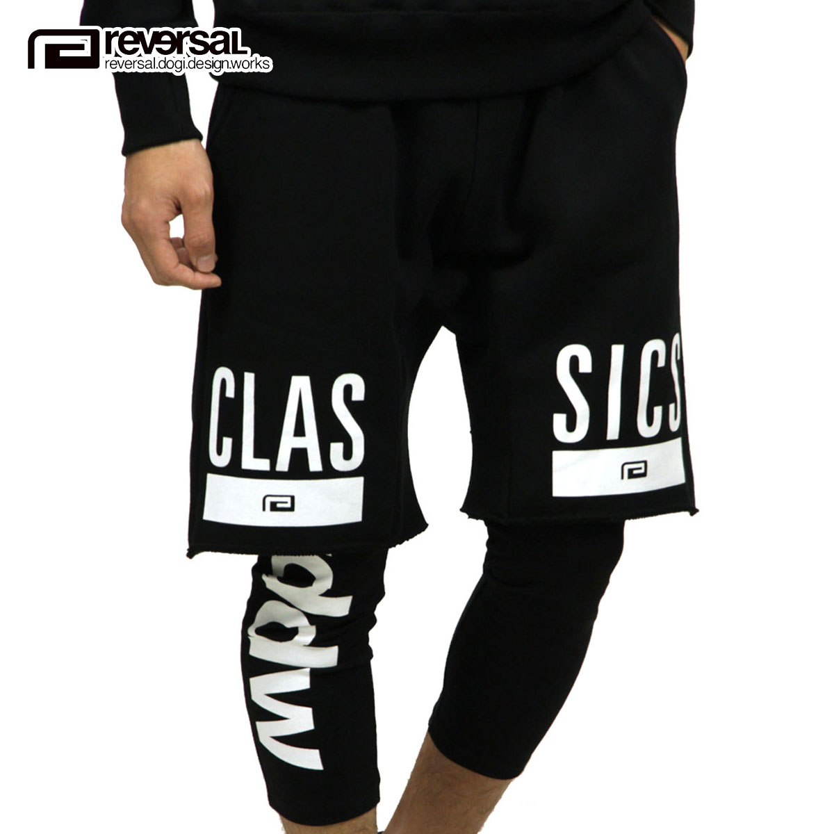 リバーサル REVERSAL rvddw 正規販売店 メンズ レイヤードスウェットショートパンツ CLASSICS LAYERED SHORT PANTS rv18aw009 BLACK