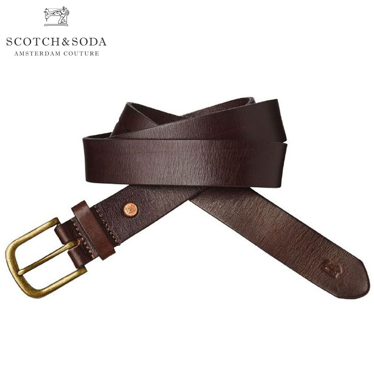 åɥ SCOTCHSODA Ź  ٥ LEATHER BELT 136655 0007 BROWN