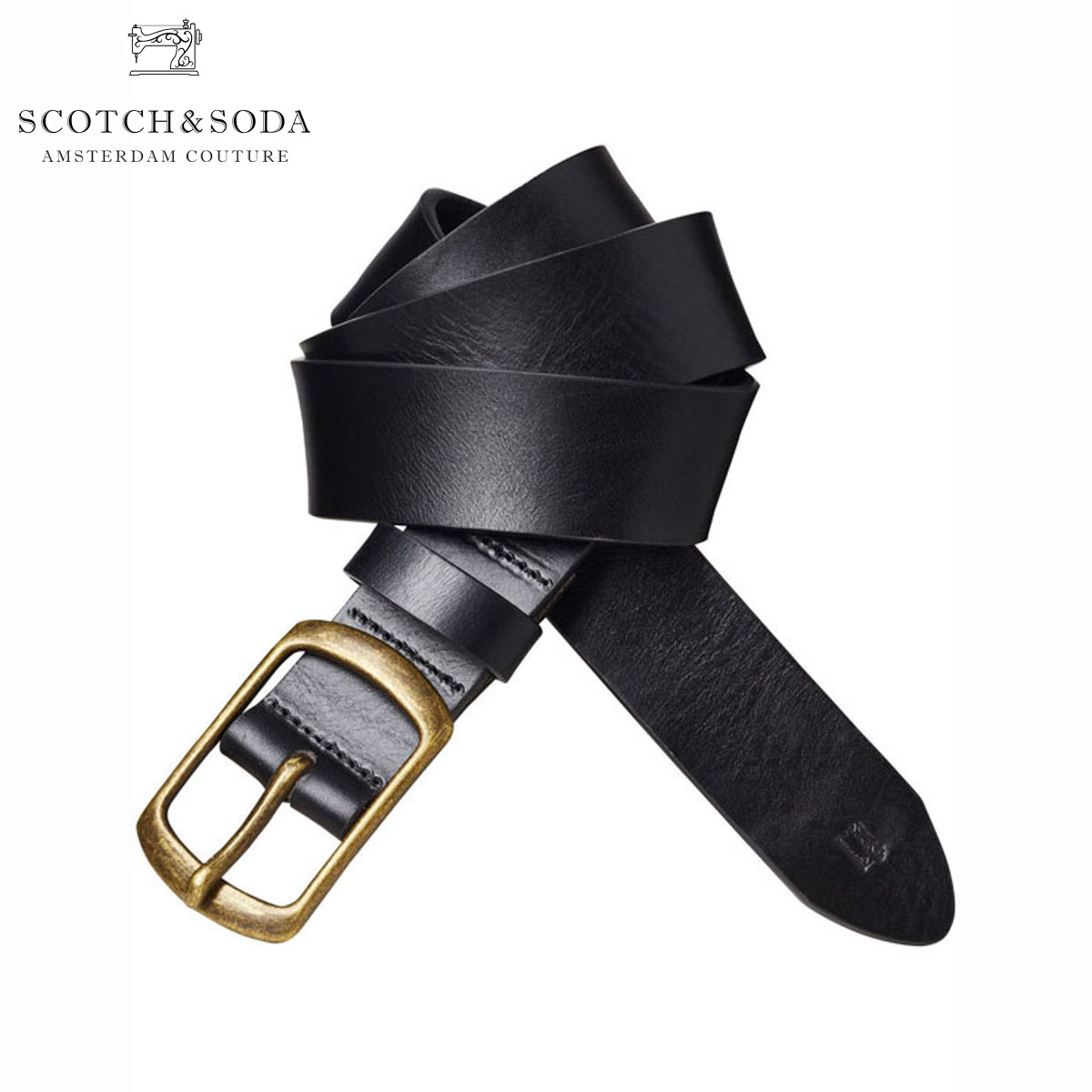 スコッチアンドソーダ SCOTCH＆SODA 正規販売店 メンズ ベルト LEATHER BELT 136657 0008 BLACK 父の日 プレゼント ラッピング