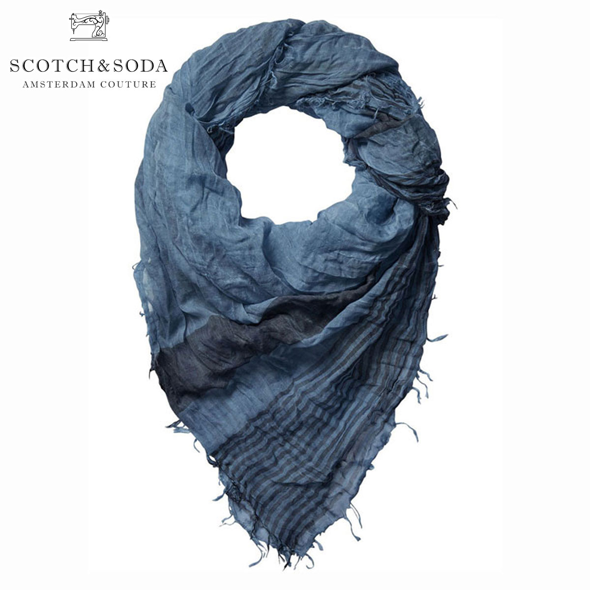 åɥ  Ź SCOTCHSODA COLD DYED SQUARE SCARF 136607 0134 WASHED D00S15