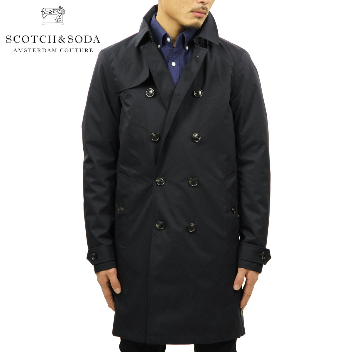 スコッチアンドソーダ SCOTCH＆SODA 正規販売店 メンズ コート CLASSIC DOUBLE BREASTED TRENCH COAT 139242 0002 41121 NIGHT