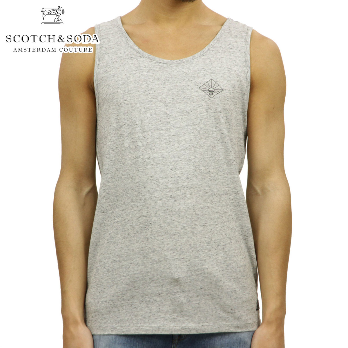 スコッチアンドソーダ SCOTCH＆SODA 正規販売店 メンズ 無地 タンクトップ CLASSIC SINGLET WITH SMALL CHEST ARTWORK 142710 0606 54468 GREY ME