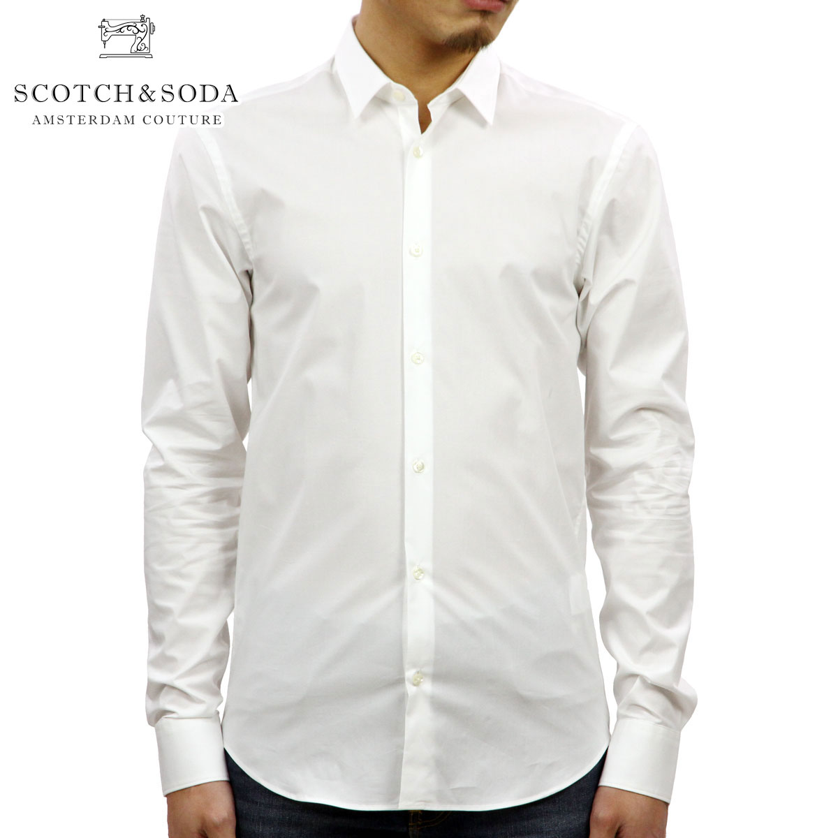 スコッチアンドソーダ SCOTCH＆SODA 正規販売店 メンズ 長袖ドレスシャツ BASIC NOS CLASSIC LONGSLEEVE SHIRT IN CRISPY 132837 00 WHITE