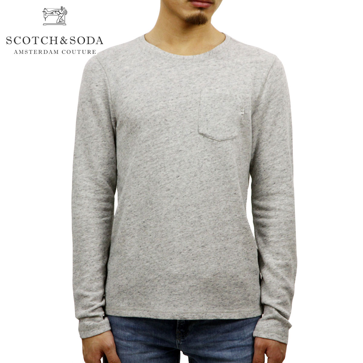 10%OFFクーポンセール  スコッチアンドソーダ ロンT メンズ 正規販売店 SCOTCH＆SODA 長袖Tシャツ ポケT UTILITY INSPIRED LONG SLEEVE TEE 147603 03 63402 GREY D