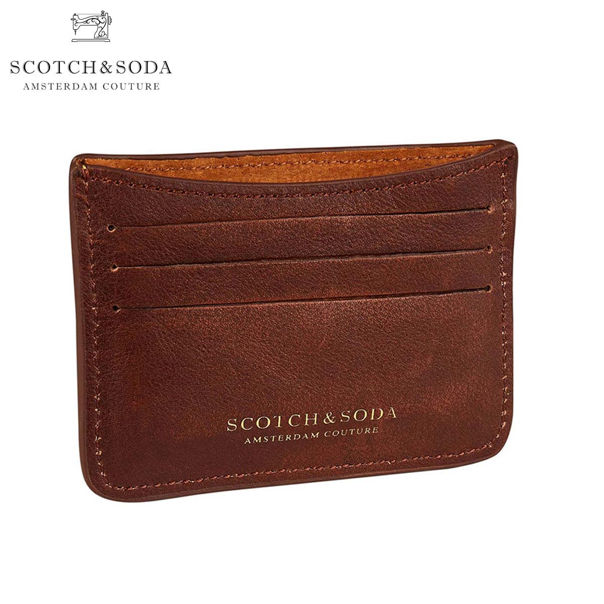 XRb`Ah\[_ SCOTCHSODA K̔X J[hP[X CLASSIC LEATHER AND SUEDE CARD HOLDER 145731 0007 68504 BROWN