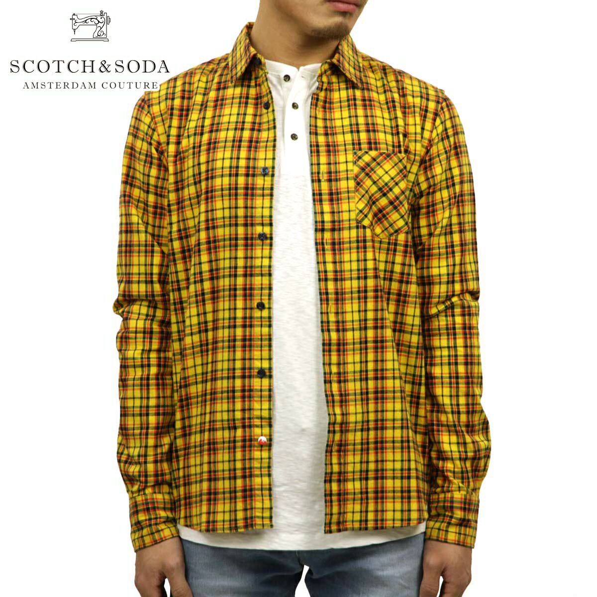 スコッチアンドソーダ SCOTCH&SODA 正規販売店 メンズ レギュラーフィット 長袖ワークシャツ REGULAR FIT AMS BLAUW BRUSHE...