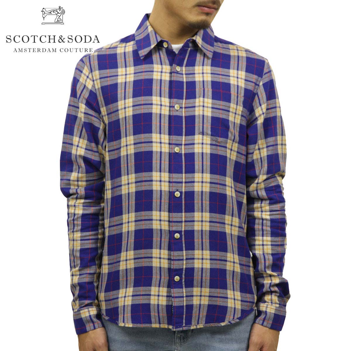 スコッチアンドソーダ シャツ メンズ 正規販売店 SCOTCH&SODA 長袖シャツ ネルシャツ フランネルシャツ LIGHT WEIGHT BRUSHED F...