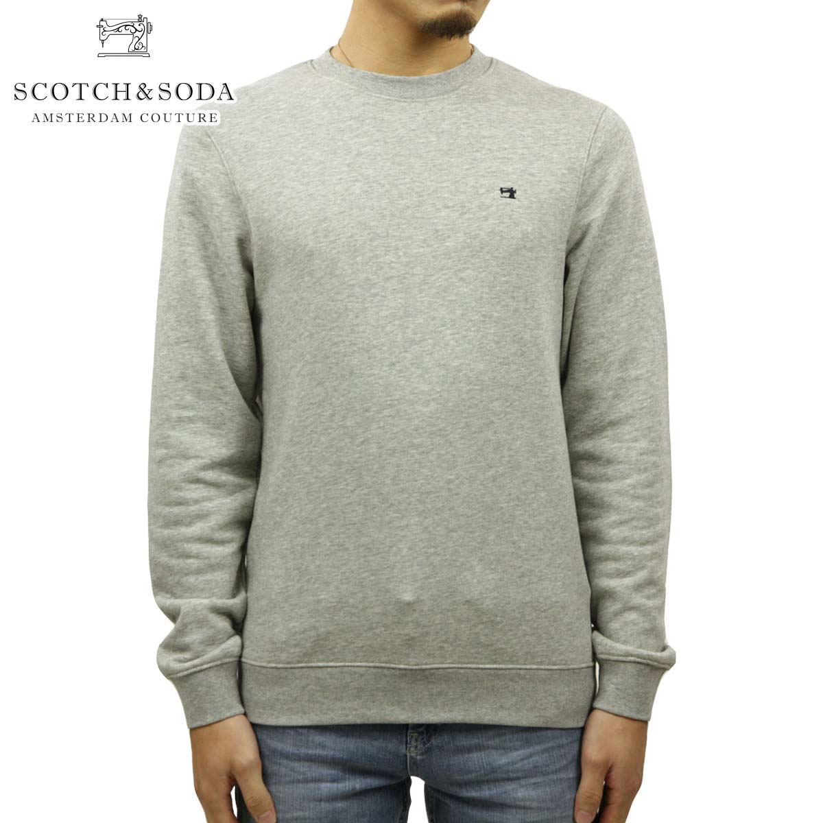 スコッチ アンド ソーダ トレーナー メンズ スコッチアンドソーダ スウェット メンズ 正規販売店 SCOTCH＆SODA トレーナー BASIC NOS CLEAN SWEAT GREY MELANGE 153656 83801 01