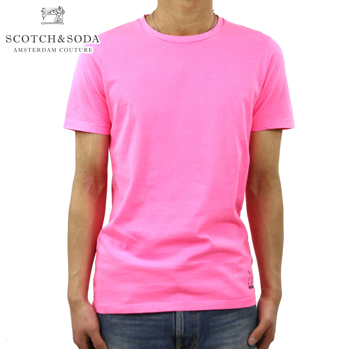 スコッチアンドソーダ Tシャツ メンズ 正規販売店 SCOTCH＆SODA 半袖Tシャツ クルーネックTシャツ CLASSIC SOLID COTTON CREWNECK TEE 149005 1659 MAGENTA