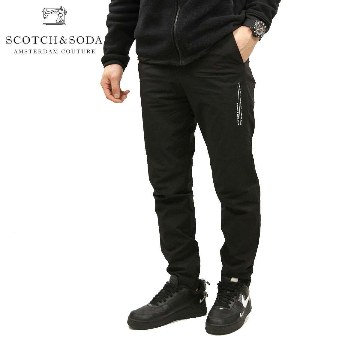 スコッチアンドソーダ ナイロンパンツ メンズ 正規販売店 SCOTCH＆SODA ボトムス CLUB NOMADE CHIC & SPORTY PANT I D 154238 0008 13504 08 BLACK 父の日 プレゼント ラッピング