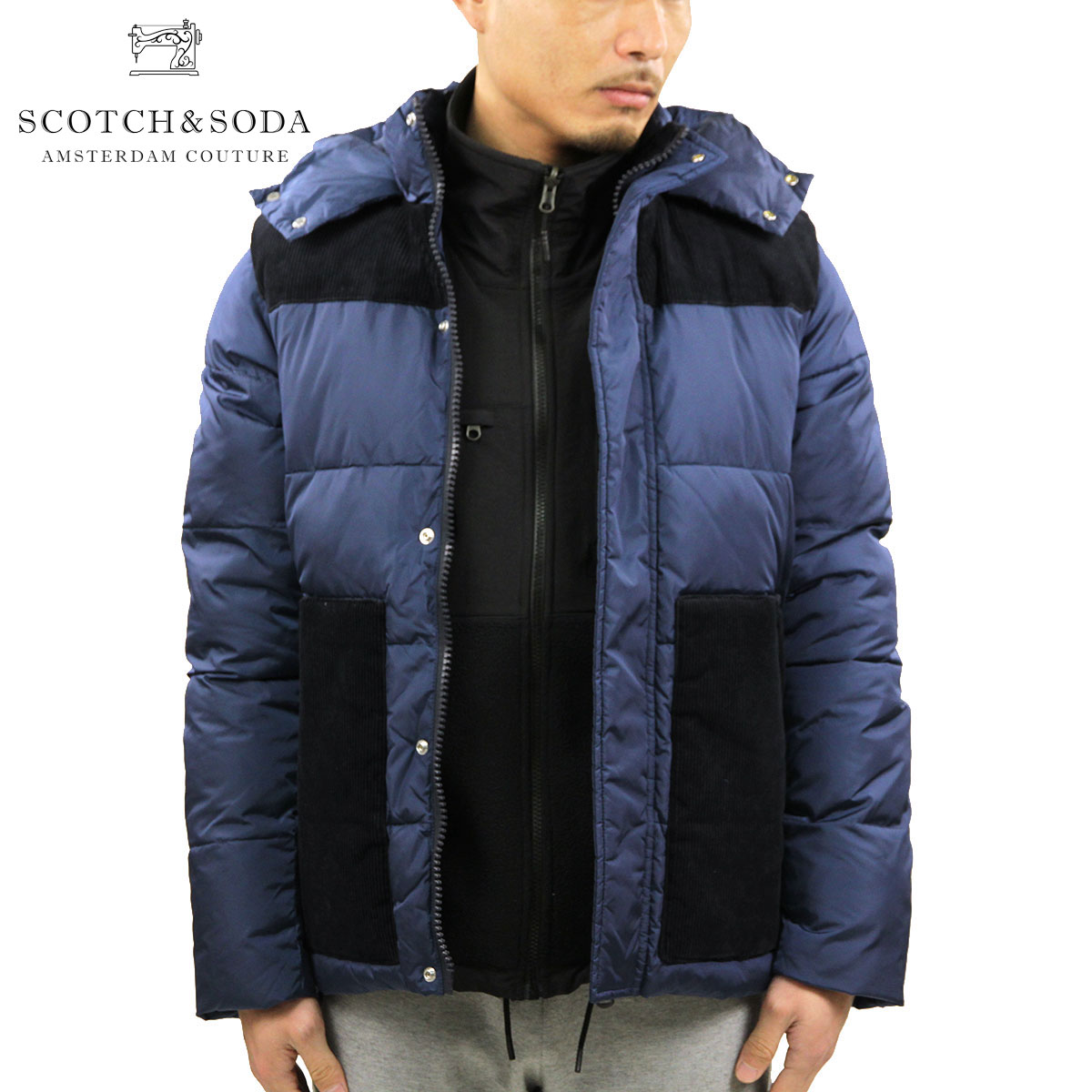 スコッチアンドソーダ ダウンジャケット メンズ 正規販売店 SCOTCH＆SODA アウター QUILTED CONTRAST JACKET 151996 81802 0081 WORKER BLUE 父の日 プレゼント ラッピング