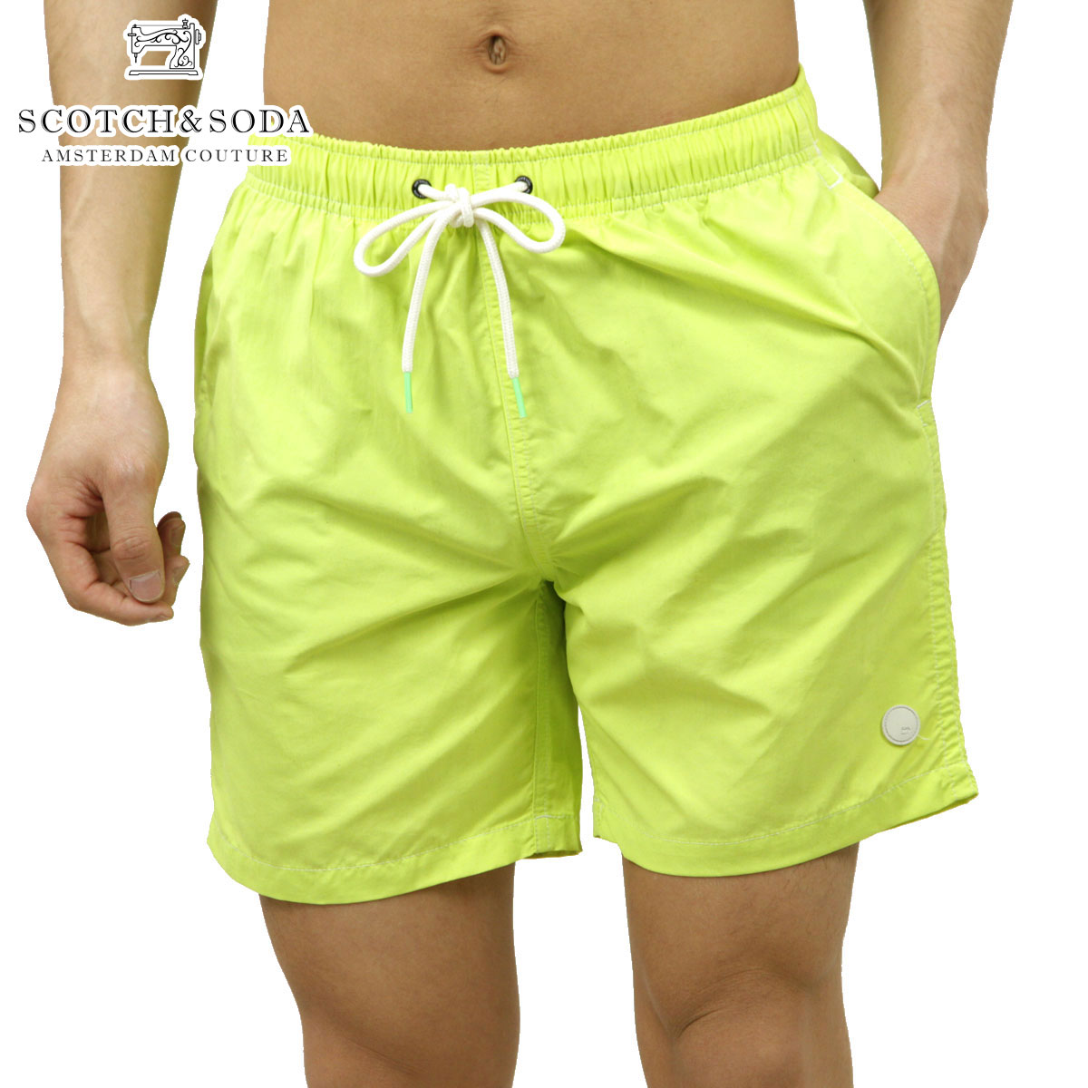 スコッチアンドソーダ 水着 メンズ 正規販売店 SCOTCH&SODA スイムパンツ 無地 MID LENGTH - RECYCLED NYLON SOLID SWIM SHORT PANTS 160602 4151 38602 43 SUNLIT YELLOW