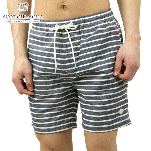 スコッチアンドソーダ 水着 メンズ 正規販売店 SCOTCH&SODA スイムパンツ ボーダー柄 MID LENGTH - RECYCLED POLYESTER 2-COLORED SWIM SHORT PANTS 160604 0219 38603 90 COMBO C