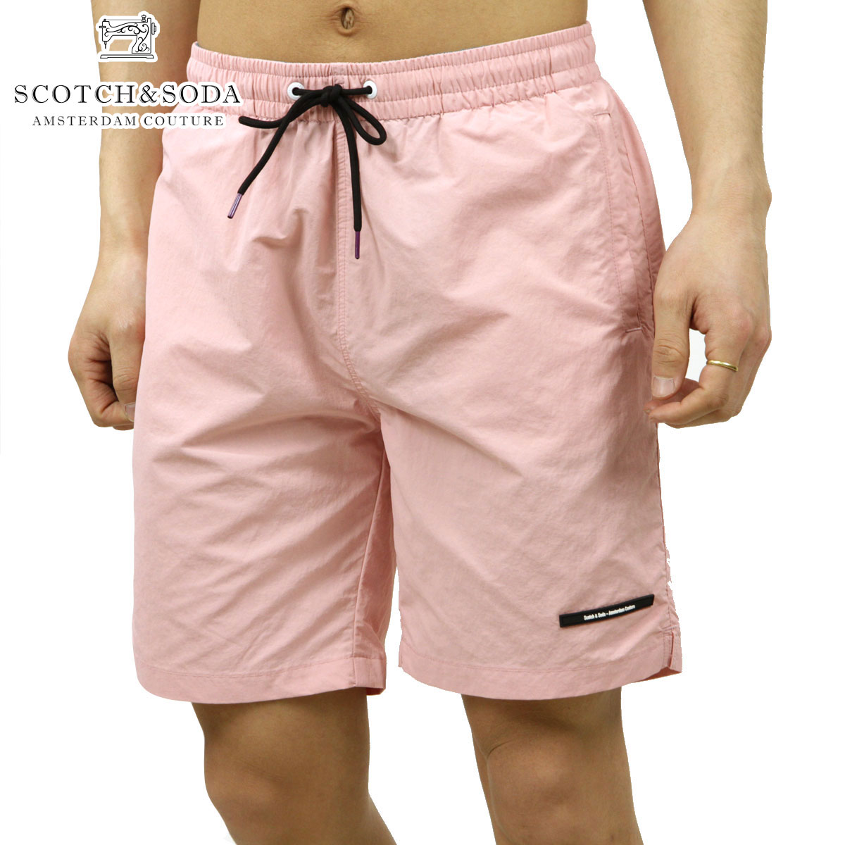 スコッチアンドソーダ 水着 メンズ 正規販売店 SCOTCH＆SODA スイムパンツ 無地 LONG LENGTH - SOLID RECYCLED NYLON SWIM SHORT PANTS 160606 3196 38605 12 WILD PINK