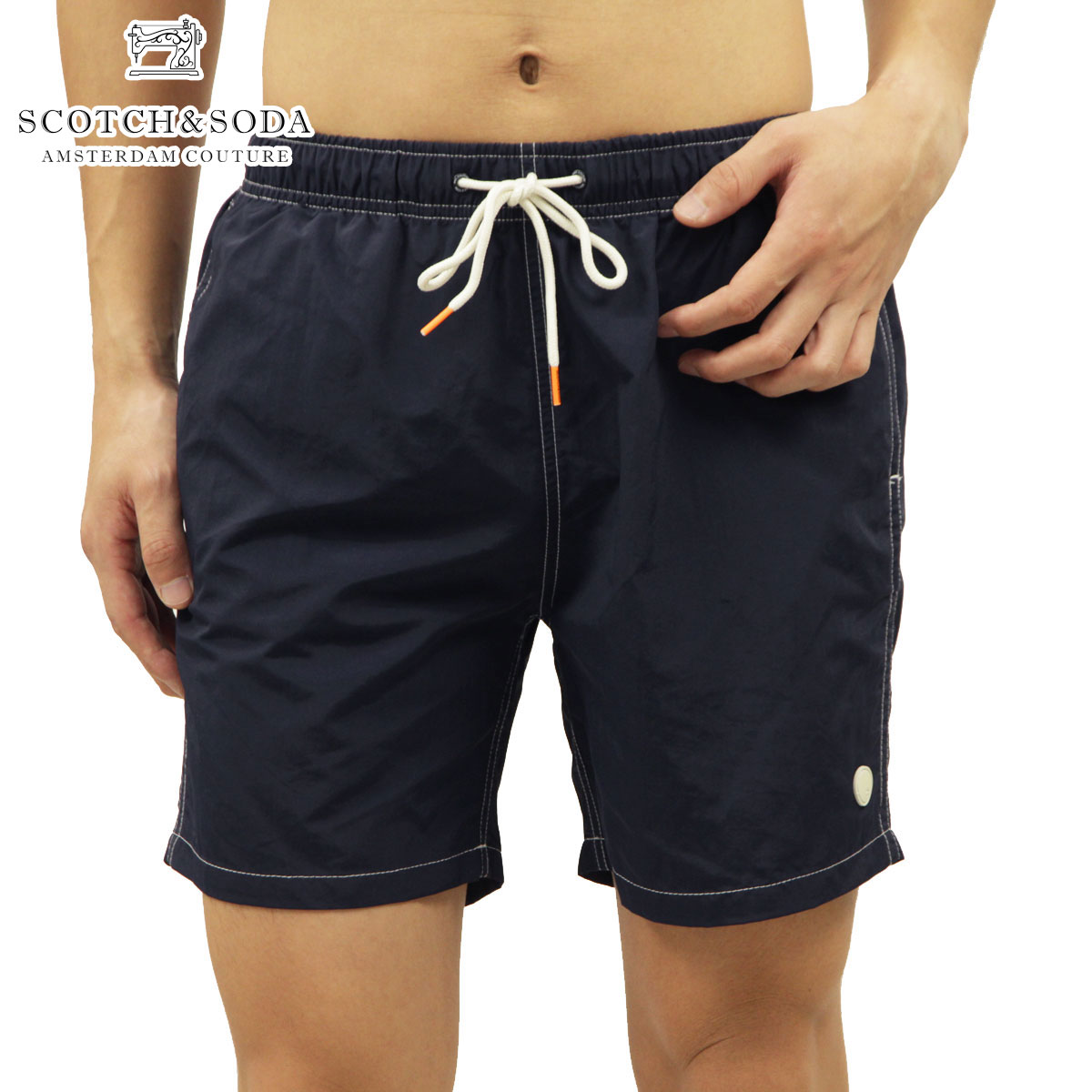 スコッチアンドソーダ 水着 メンズ 正規販売店 SCOTCH＆SODA スイムパンツ MID LENGTH - RECYCLED NYLON SOLID SWIM SHORT PANTS 160602 0002 NIGHT