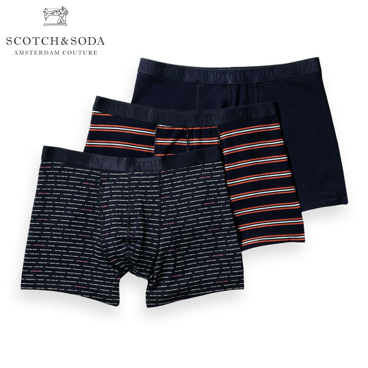 スコッチアンドソーダ ボクサーパンツ メンズ 正規販売店 SCOTCH＆SODA 下着 アンダーウェア 3枚組 CLASSIC JERSEY BOXER SHORTS 3 PACK COMBO B 164142 0218 49900 79