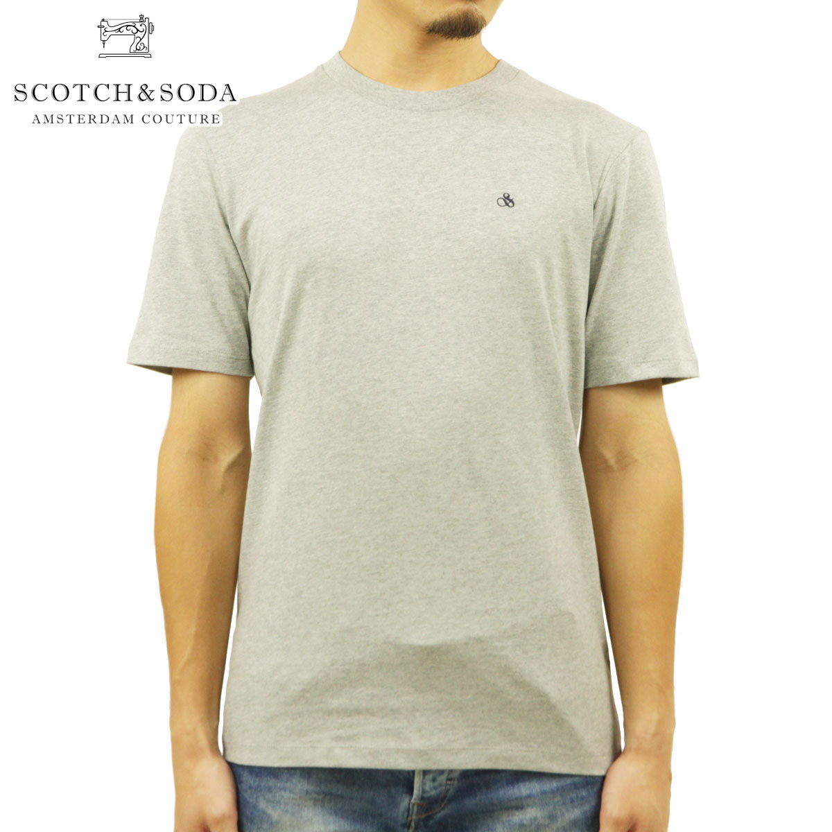 スコッチアンドソーダ Tシャツ メンズ 正規販売店 SCOTCH＆SODA 半袖Tシャツ クルーネック コットン BASIC ORGANIC COTTON CREW NECK TEE T-SHIRT 165319 0606 54450 03 GREY MELANGE