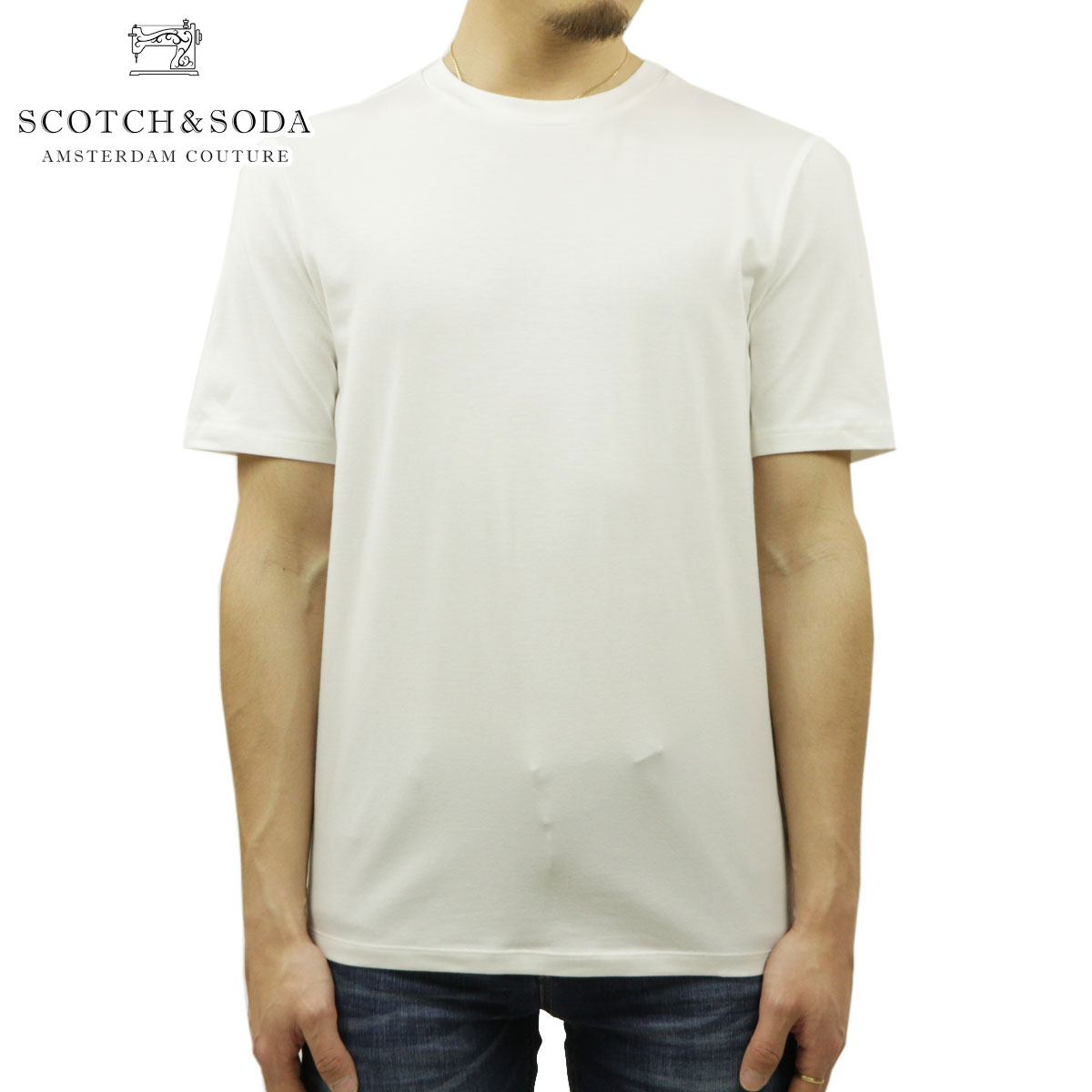 楽天ブランド品セレクトショップ MIXONスコッチアンドソーダ Tシャツ メンズ 正規販売店 SCOTCH＆SODA 半袖Tシャツ クルーネック コットン BASIC ORGANIC COTTON ELASTANE CREW NECK TEE T-SHIRT 166920 0006 54451 00 WHITE