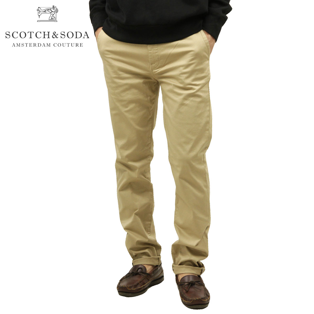 スコッチアンドソーダ チノパン メンズ 正規販売店 SCOTCH＆SODA ボトムス スリムフィット BASIC STUART REGULAR SLIM-FIT CONTAINS ORGANIC CHINO PANTS 165614 0137 51551 32 SAND 父の日 プ…