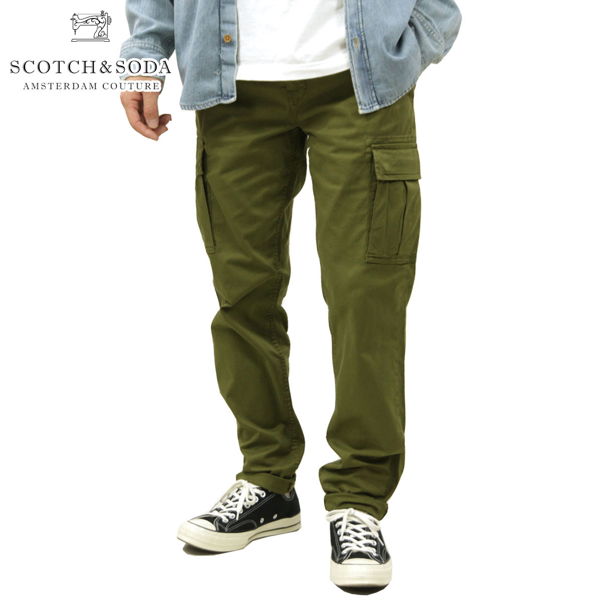 スコッチアンドソーダ ボトムス メンズ 正規販売店 SCOTCH＆SODA スリムフィット カーゴパンツ ガーメントダイ STUART GARMENT-DYED REGULAR SLIM-FIT CHINO CARGO PANTS 166850 1657 51514 46…