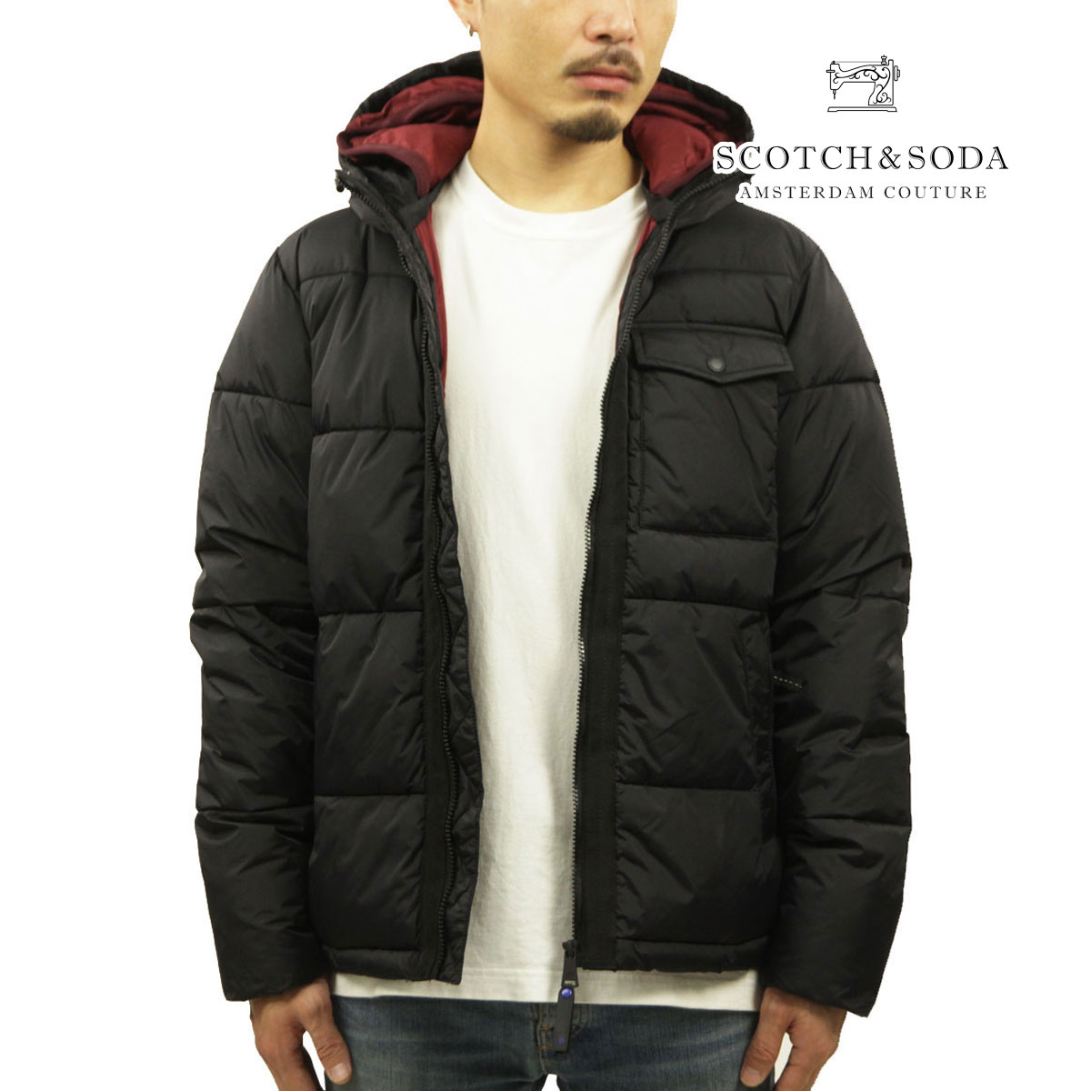 スコッチアンドソーダ パファージャケット メンズ 正規販売店 SCOTCH&SODA アウター ジャケット HOODED PUFFER JACKET BLACK 169101 0008 61804 08 父の日 プレゼント ラッピング