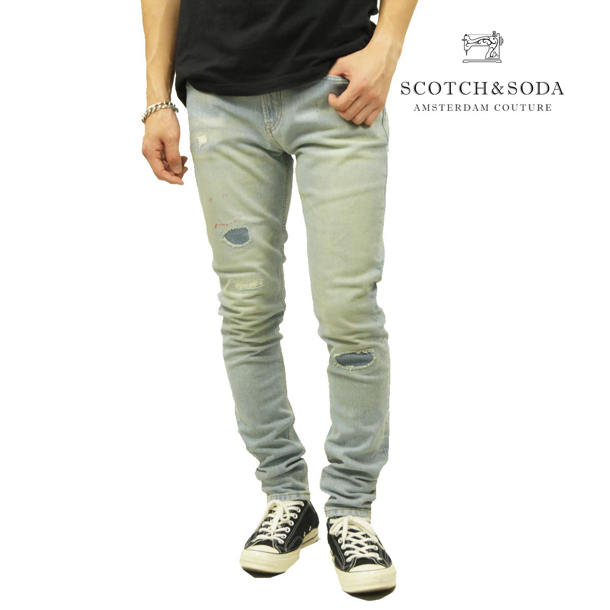 スコッチアンドソーダ ジーンズ メンズ 正規販売店 SCOTCH&SODA ボトムス デニム ジーパン SKIM SKINNY FIT DENIM JEANS BLAUW MOONS D 167163 4968 65505 64 父の日 プレゼント ラッピング