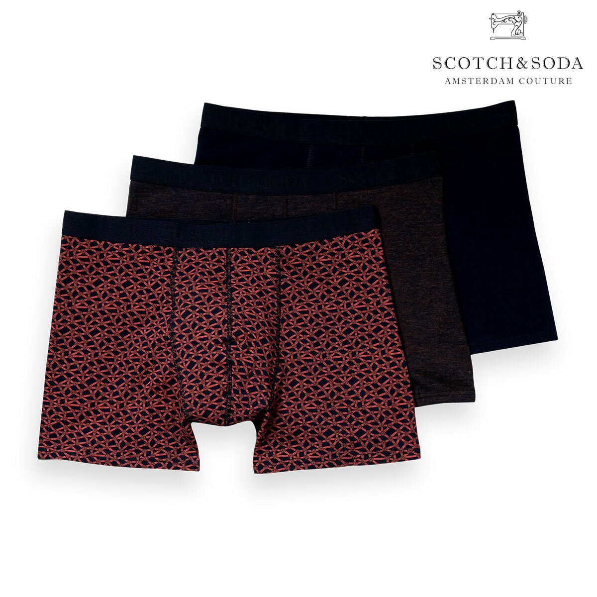 スコッチアンドソーダ ボクサーパンツ メンズ 正規販売店 SCOTCH&SODA 下着 アンダーウェア 3枚組 3-PACK CLASSIC STRETCH- JERSEY BOXERSHORTS COMBO K 169431 0590 68500 99