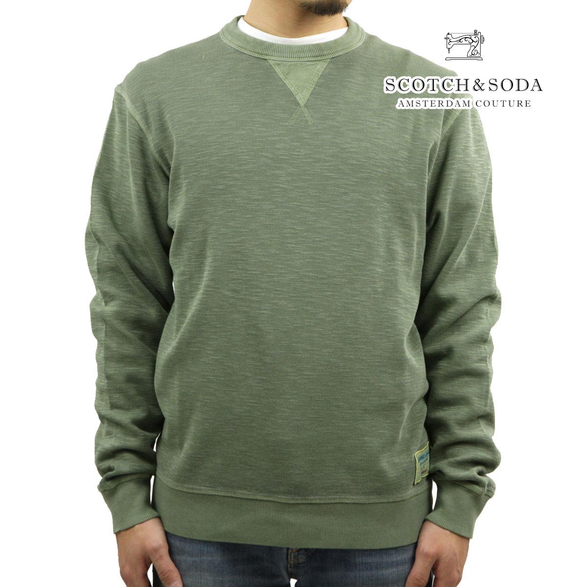 スコッチアンドソーダ メンズ スウェット 正規販売店 SCOTCH＆SODA トレーナー フリース シンプル GARMENT-DYED STRUCTURED SWEAT SHIRT FLEECE D 169892 0414 73801 48 KHAKI