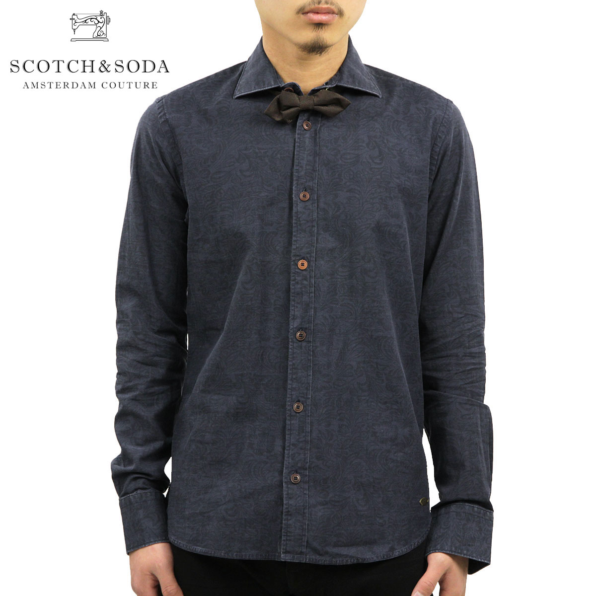 20%OFFセール 【販売期間 10/14 20:00〜10/17 9:59】 スコッチアンドソーダ シャツ メンズ 正規販売店 SCOTCH＆SODA 長袖シャツ ワークシャツ All-over printed indigo dress shirt 20049 A Indigo D15S25