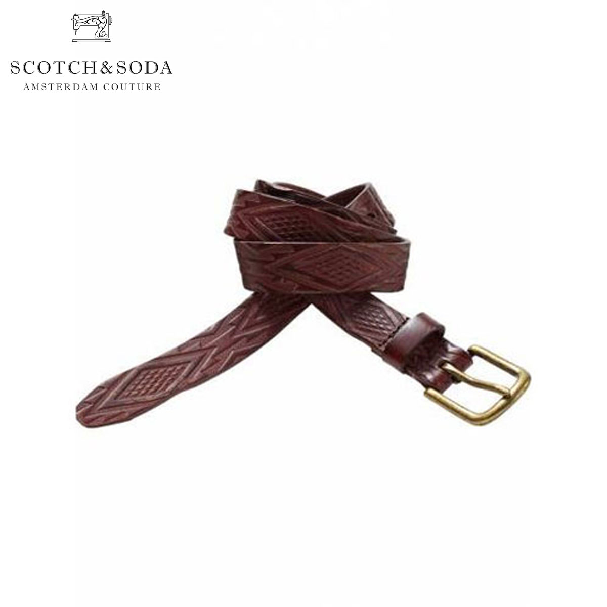 スコッチアンドソーダ SCOTCH＆SODA 正規販売店 メンズ ベルト Geometric embossed belt 76152 27 B 父の日 プレゼント ラッピング